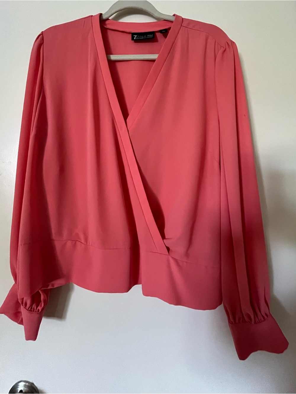 New York & Company Coral Pink Surplice Blouse